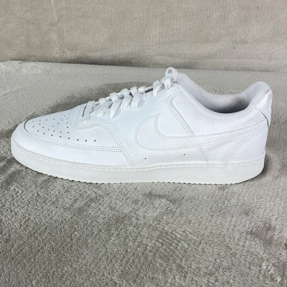Nike Court Vision Mens Sneakers Shoes Size 13 Triple White Leather NEW
